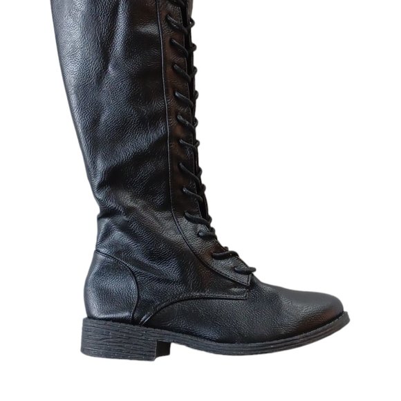 Over the Knee Lace-up Black Riding Boots, NEW size 6.5 - Picture 4 of 5
